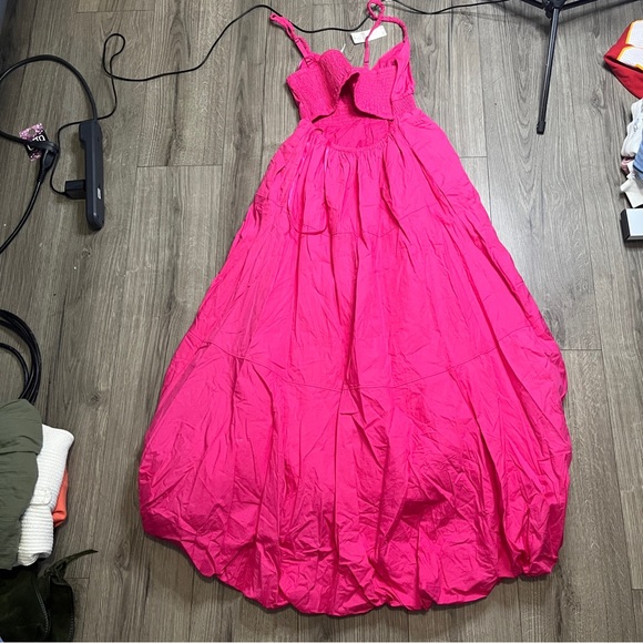 New Anthropologie Let Me Be Pink Cutout Maxi Dress Bubble Hem Size Medium - Picture 7 of 7